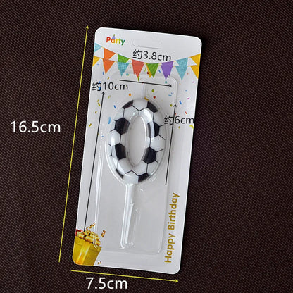 Black White Soccer Number Birthday Candle 0‑9 Football Pattern Digital Cake Topper Soccer Sports Theme Party Cake Decor Supplies