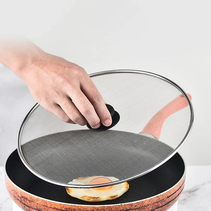 Anti Splash Cover Kitchen Tool Black Splash Screen Anti Oil Pan Oil Splash Cover Fine Hole Button Handle Explosion-proof Cover