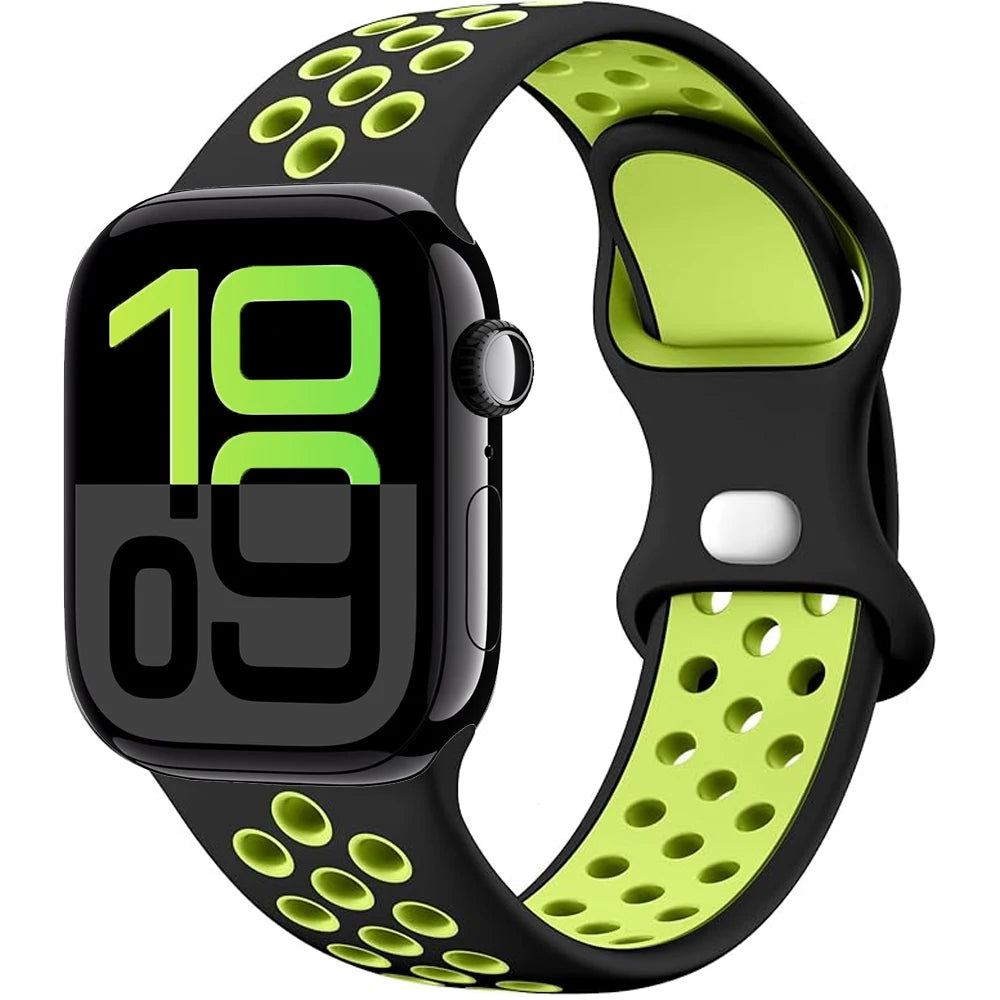 Silicone Strap For Apple Watch 11 10 9 8 7 46mm 45mm 42mm 41mm Ultra 3/2 49mm Breathable Bracelet Wristband iWatch 6 5 4 SE 44mm