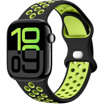 Silicone Strap For Apple Watch 11 10 9 8 7 46mm 45mm 42mm 41mm Ultra 3/2 49mm Breathable Bracelet Wristband iWatch 6 5 4 SE 44mm