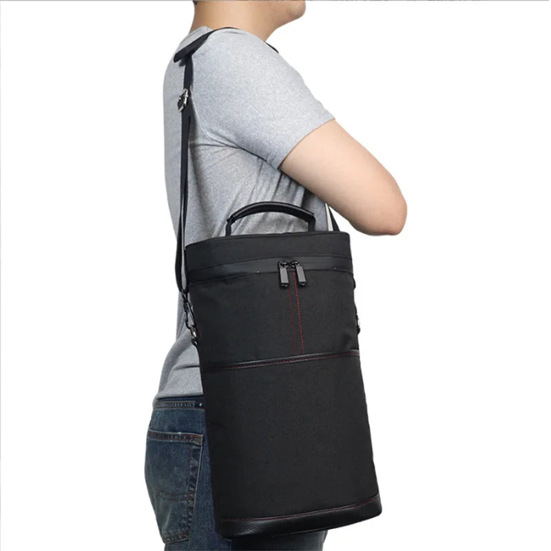 Portable Outdoor Wine Cooler Bag, Holds 2 Bottles 750ml Red Wine Beer, Handheld Insulated Travel Wine Carrier with Glass Storage