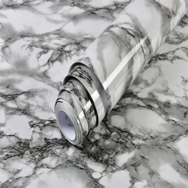 Marble Self Adhesive Foil Wallpaper for Desktop Cabinet Decor PET Paper in Rolls Waterproof Oil Proof Stickers for Kitchen Wall