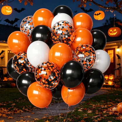 Halloween Black Orange White Latex Balloon Confetti Balloons Bouquet for Birthday Trick or Treat Halloween 2026 Home Decorations