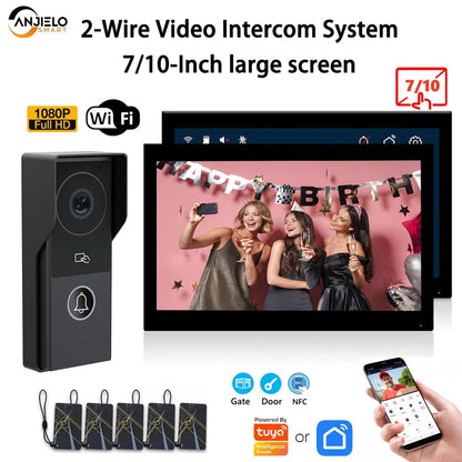 ANJIELO SMARTANJIELO SMART 10 Inch Vide10 Inch Doorbell Video Camera System with 7 Door Lock Intercom - Home Security Protection