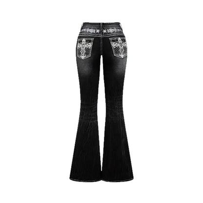 2026trendy Y2K Style Flare Jeans for Women Dark Wash Skinny Fit with