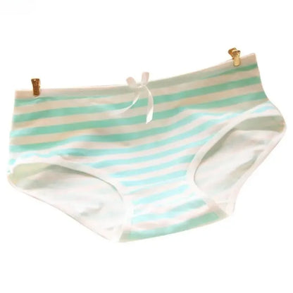 Women Cute Sexy Underwear Panties Stripes Navy Bowknot Tanga Lovely Women Panties Cotton Briefs