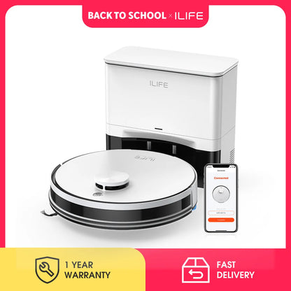 ILIFE A30 PRO 5000Pa Suction, Robot Vacuum and Mop Combo, Self Emptying, 60 Day Capacity, App/Remote, 180 Minute Running Time