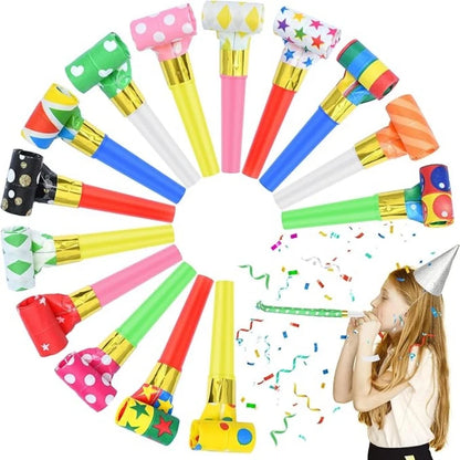 10-50pcs Party Blowers Whistles,Colourful Noisemakers Party Blowouts Squawkers Fringed Noise Maker,Birthday Wedding Noisemakers