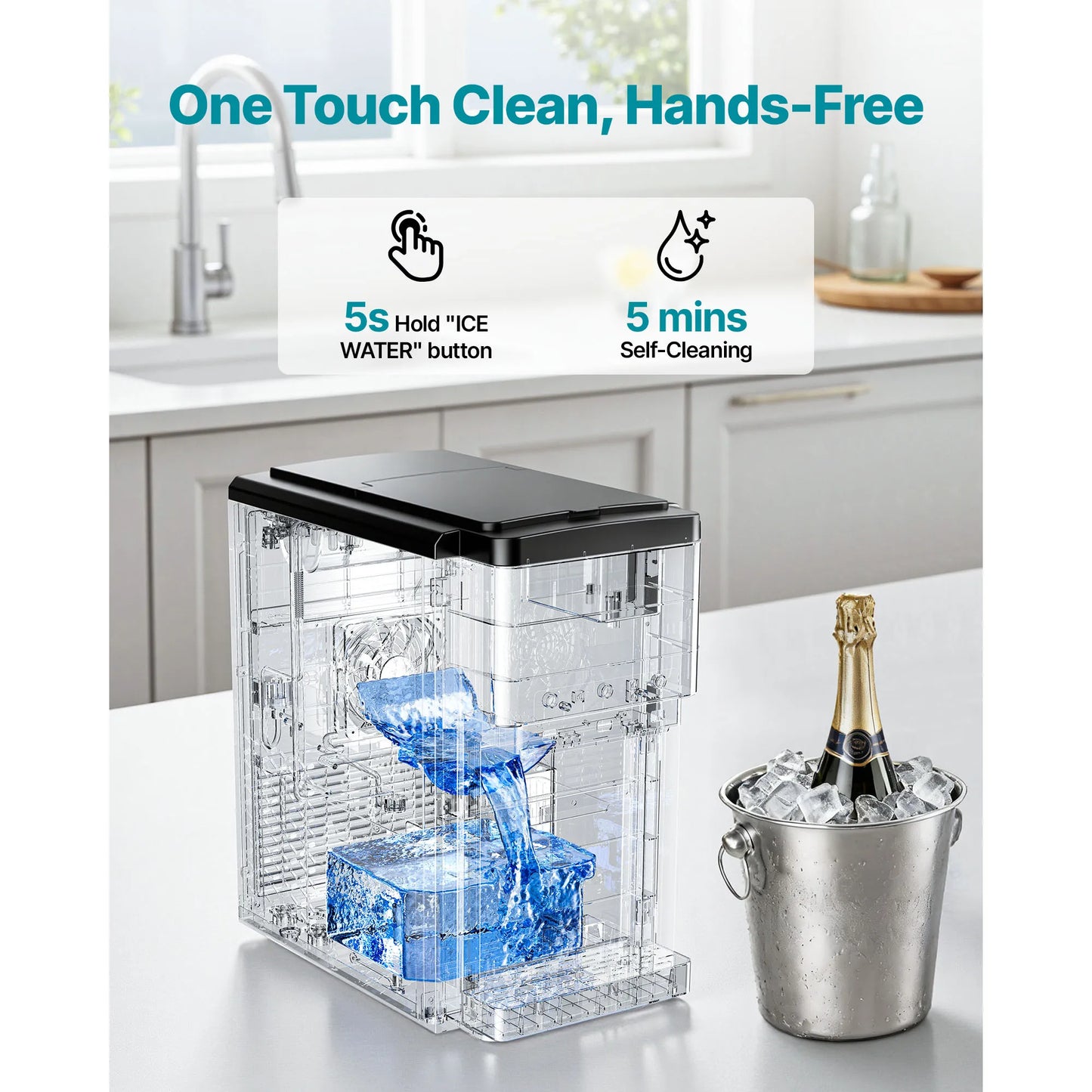 SucceBuy Water Dispenser with Ice Maker Water Dispenser Fast Ice Making Bullet/Crushed Ices & Cold-Water for Home Kitchen Party
