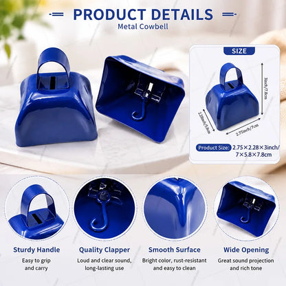 12-100 Pcs Metal Cowbells for Sporting Event 3 Inch Small Noise Makers Cow Bell for Football Event Wedding Party Favor for Guest