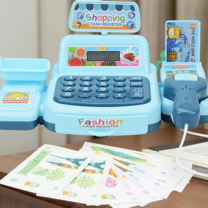 1Set Supermarket Cashier Electronic Game with Lighting And Sound Effects Simulation Shopping Cash Register Toy for Kids House Pl