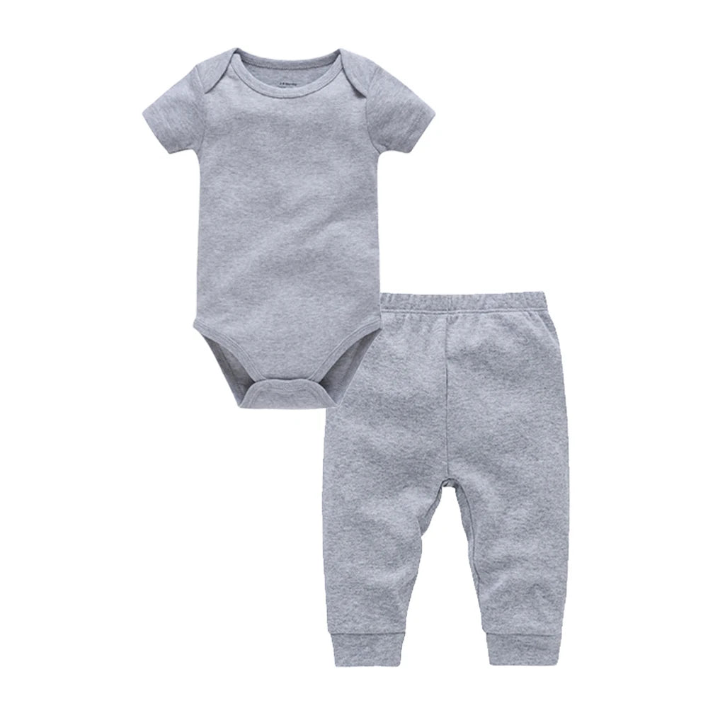 2/6 Pcs/lot Muslin Blank Baby Rompers Pants Set Plain Colors Summer Short Sleeve Bodysuit Kids Clothing Set Boys Clothes