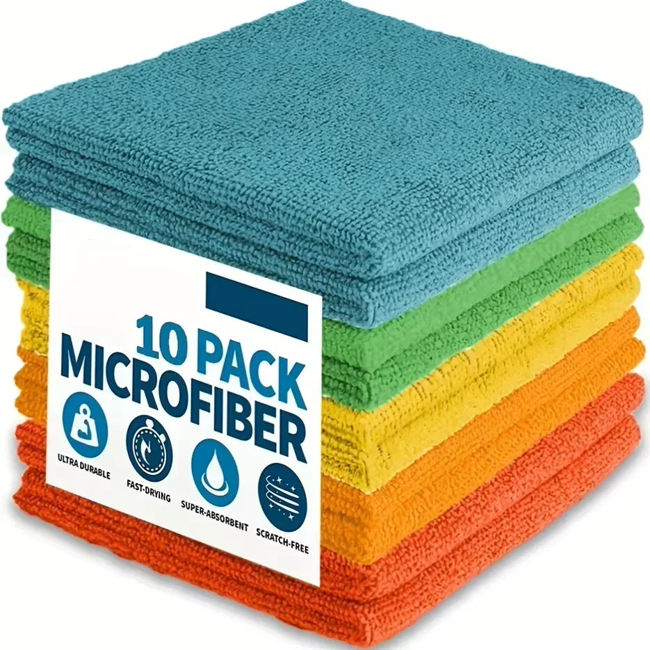 5/10/20/50pcs Microfiber Cleaning Cloth, Dishwashing Cloth Household Rag Kitchen Bathroom Cleaning Towel Durable Absorbent Towel