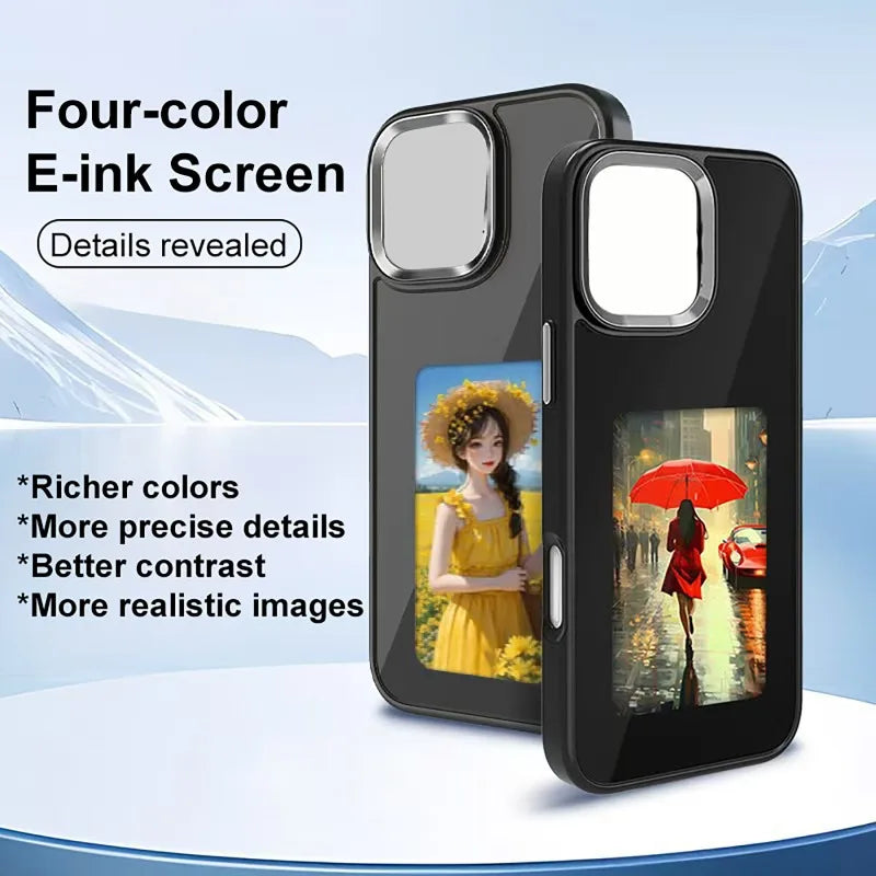 Smart NFC E-Ink Screen Phone Case For iPhone 17 16 15 14 13Pro Max 16/17 Plus Display Shockproof Protective Cover Photo Custom