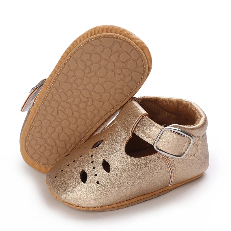 Breathable Newborn Baby Shoes Baby Boy Girl Shoes Girl Classic Bowknot Rubber Sole Anti-slip PU  Toddler Shoes First Walker