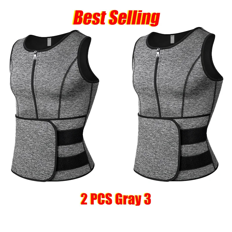 Men Waist Trainer Sauna Vest Fitness Corset Abdomen Slimming Body Shaper Belly Reducing Shapewear Burn Fat Shirt Trimmer Belt
