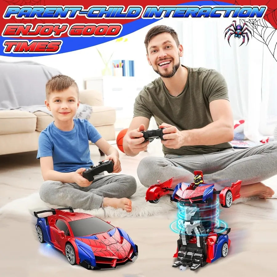2.4GHz Deformable Spider RC Car - Cool Robot Car with Stunts, Rechargeable Battery & LED Lights, Gift for Kids 3+