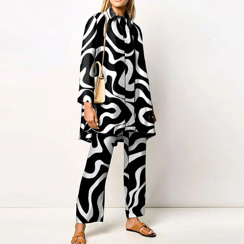 Long Sleeve Turn Down Collar Casual Outfits Ladies Button Tops Wide