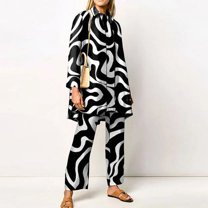 Long Sleeve Turn Down Collar Casual Outfits Ladies Button Tops Wide