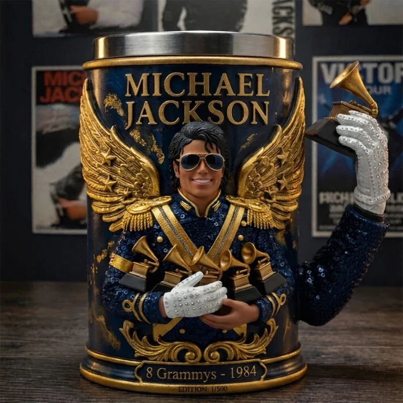 Unique Spark Plug Michael Jackson 3D Resin Mug Stainless Steel Inner Liner Creative Collectible Coffee Cup Home Drinkware Gift
