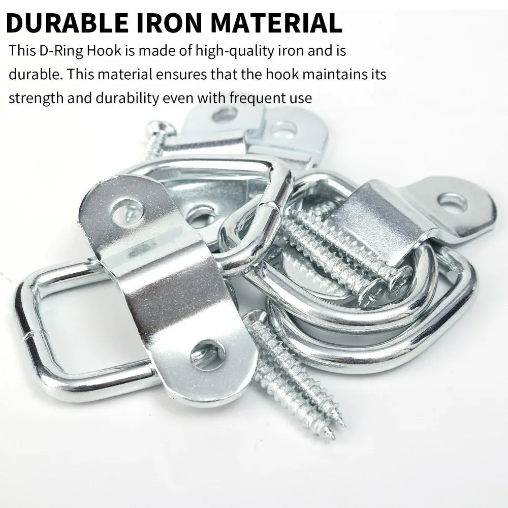 4~1Set D Rings Tie Down Anchors Ring Pull Hook Stainless Steel Lashing Ring Load Fit for Car Boat Cargo Trailer Vehicles RV Van