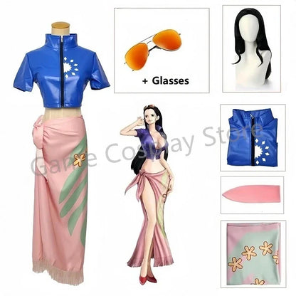 Nico Robin Cosplay Costume Dress Outfits Anime Costume Glasses Wig Suit Costumes For Girl Halloween Carnival Party Comic Con