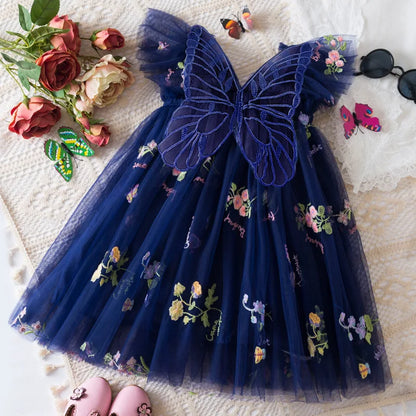 Girls' Dress Summer Lace Floral Print Cute Princess Baby Girl Dress Adorable Wedding Flower Girl Outfit