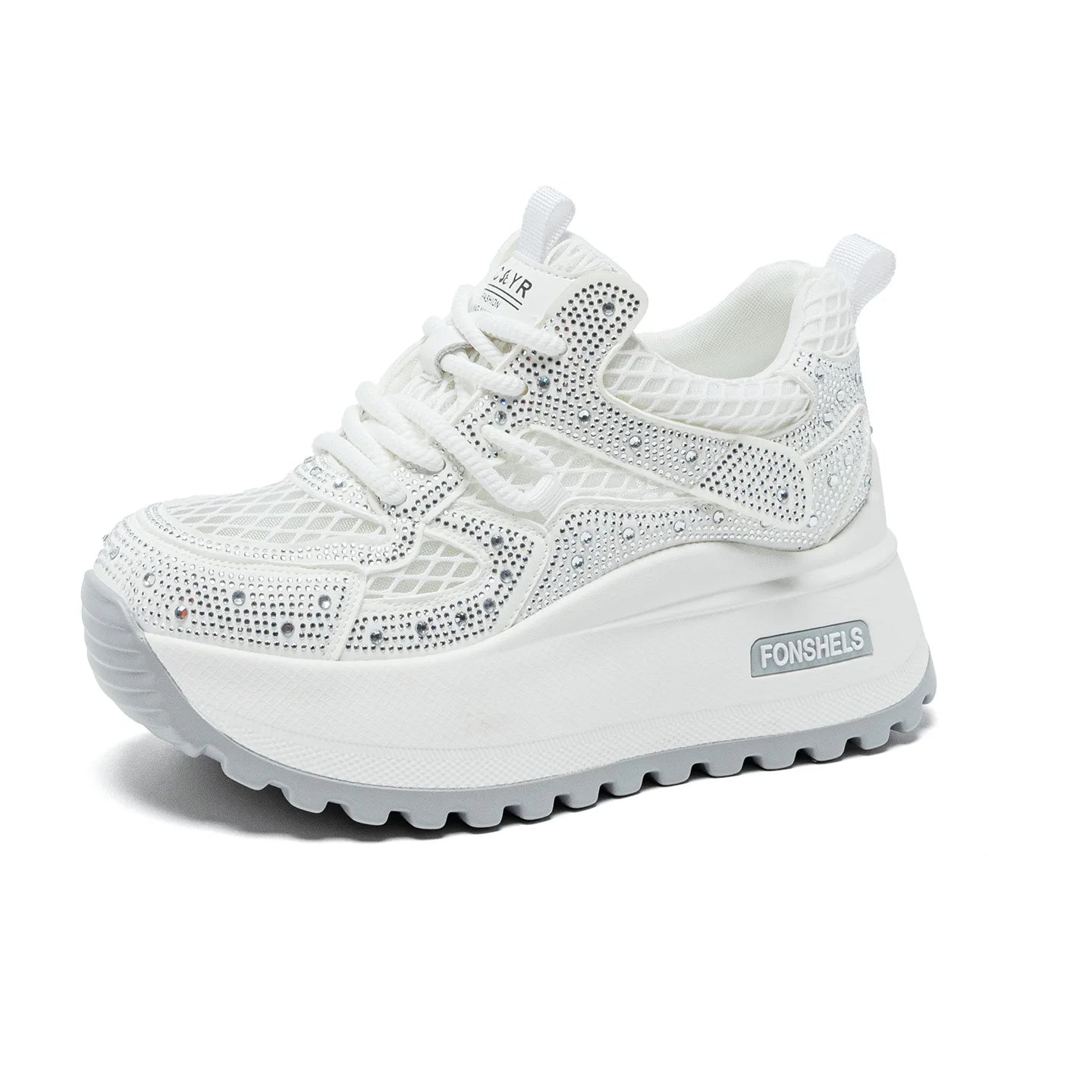 GKTINOO Hollow Sandals Rhinestones Fashion Lightweight Luxury Women Chunky Sneakers Female Summer Height Increasing Ladies Shoes