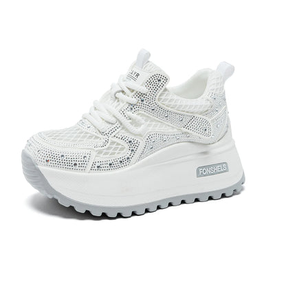 GKTINOO Hollow Sandals Rhinestones Fashion Lightweight Luxury Women Chunky Sneakers Female Summer Height Increasing Ladies Shoes