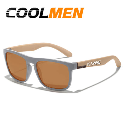 COOLMEN Classic Men Square Polarized Fishing Sunglasses Outdoor Driving Cycling Running Goggles Vintage Large Frame UV400