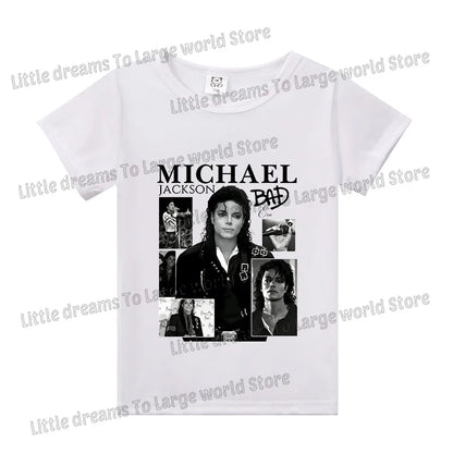 Michael Jackson T-shirt Children Clothing Singer Printed Cotton Tops Boy Girl MJ Summer Tee Shirts Casual Clothes Birthday Gift