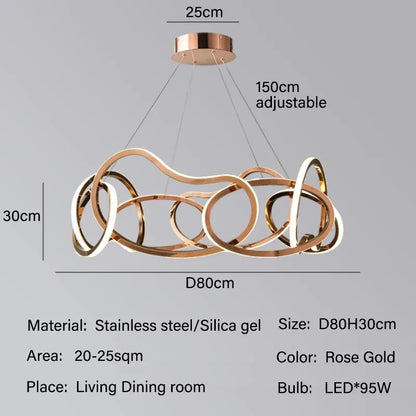 Modern Rings Pendant Lights Black&Golden for Living Dining Room Bedroom Ceiling Chandelier Lamps Indoor Hanging Lighting Fixture