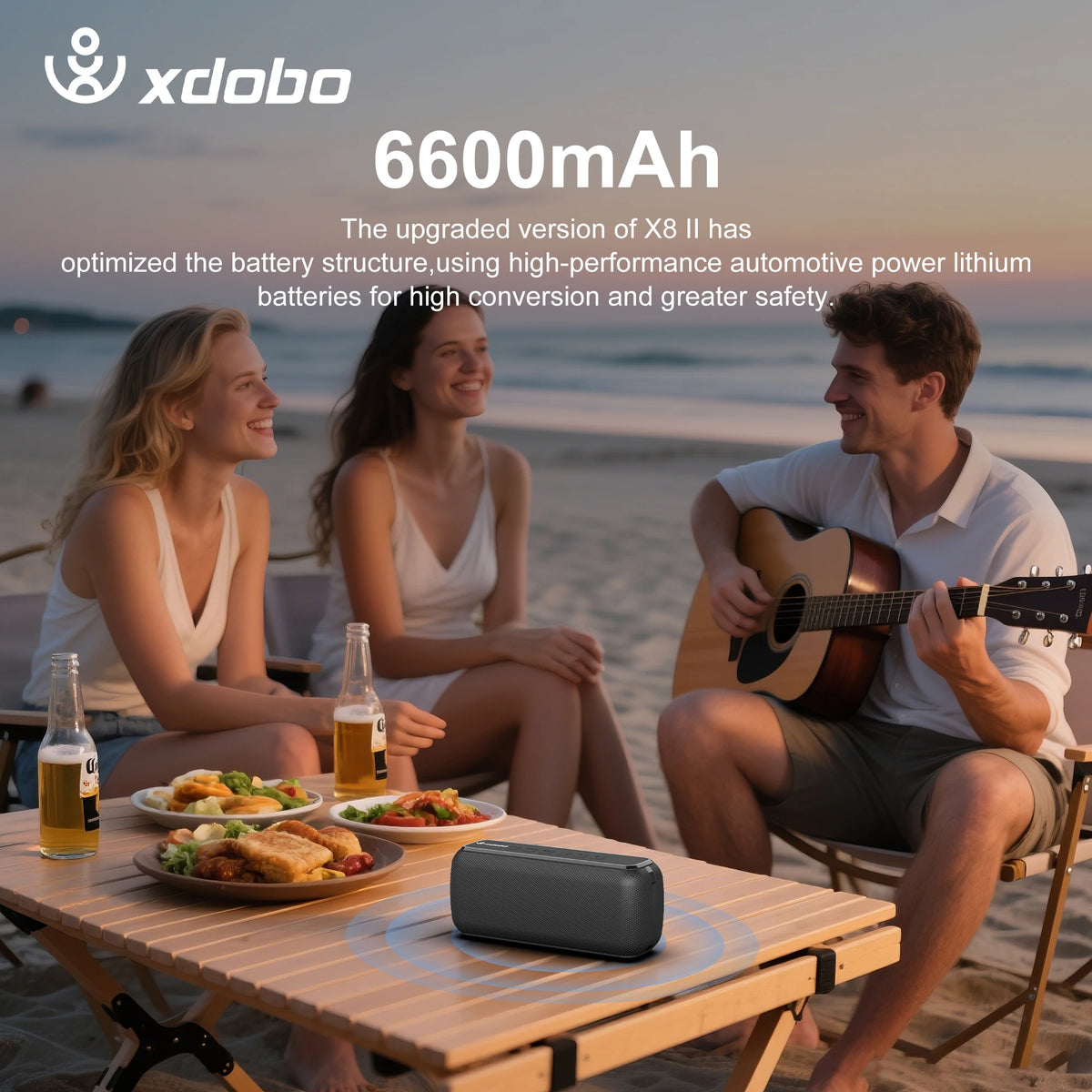 Xdobo X8 II 60W Portable Bluetooth-Compatible Speakers 6600mAh Bass Sound Box Wireless Waterproof TWS Boombox