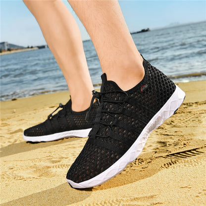 Men's Mesh Breathable Casual Shoes, Outdoor Beach Water Shoes, Lightweight Suixi Shoes