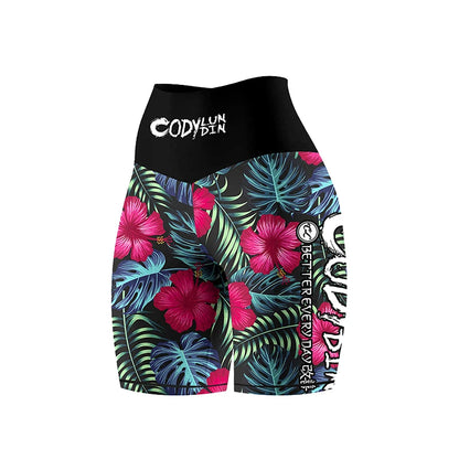 Flower Print Women Rash Guard Gym Clothes MMA Compression Yoga Wear Jiu Jitsu Rashguard T-shirt+Pants Boxing Grappling 4pcs/Sets