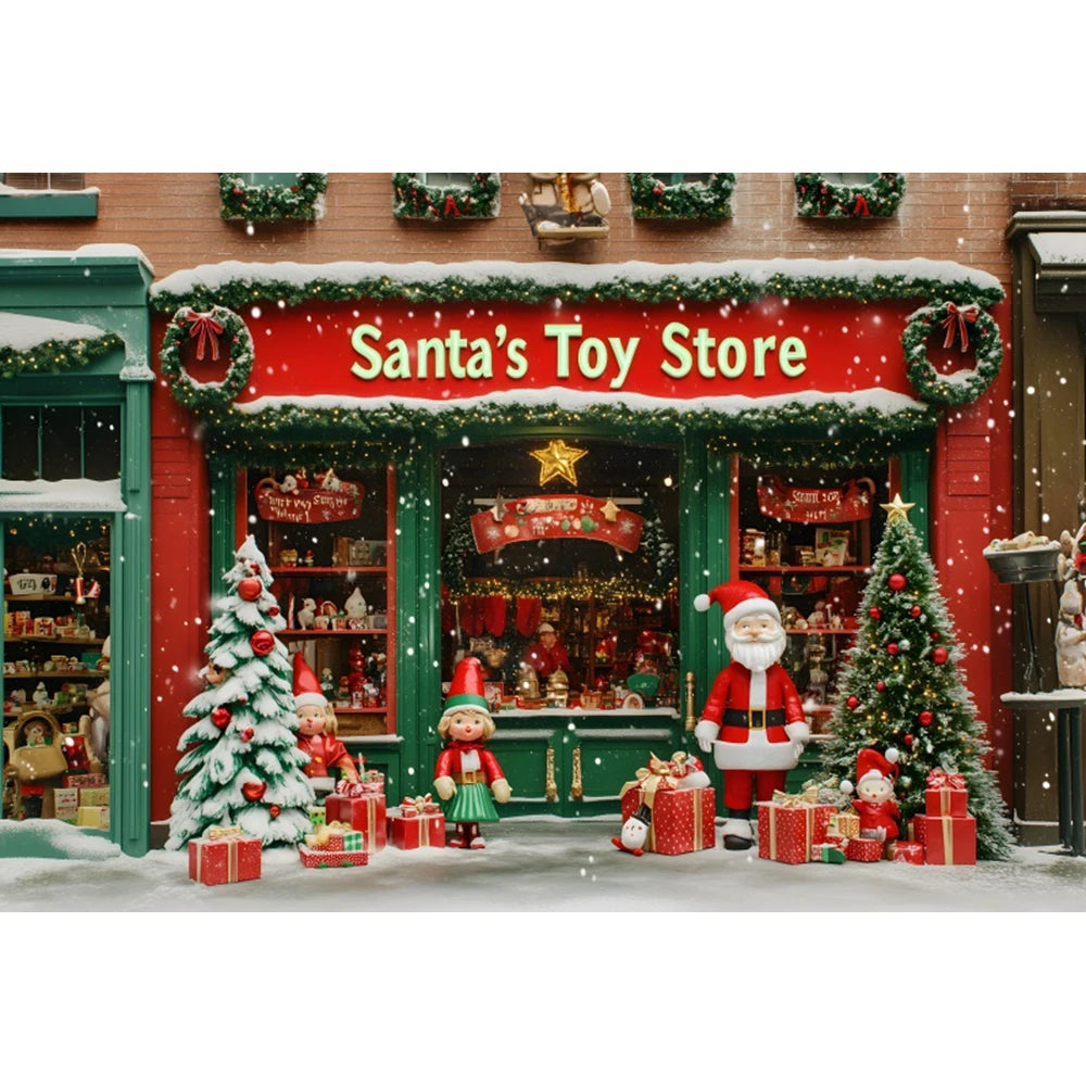 Christmas Candy Toy Store Christmas Tree Gift Theme Banner Background, Birthday Party Decoration Photography Background Cloth