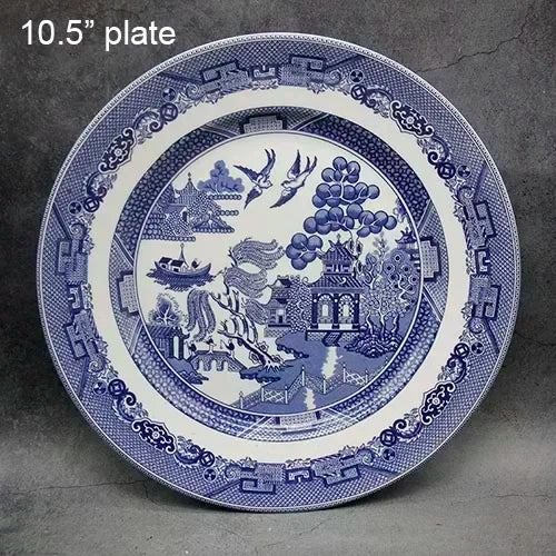 The Blue Willow Set Dinner Elegant England Ware Style Ceramic Breakfast Beef Plate Dishes Dessert Soup Dish Bowl