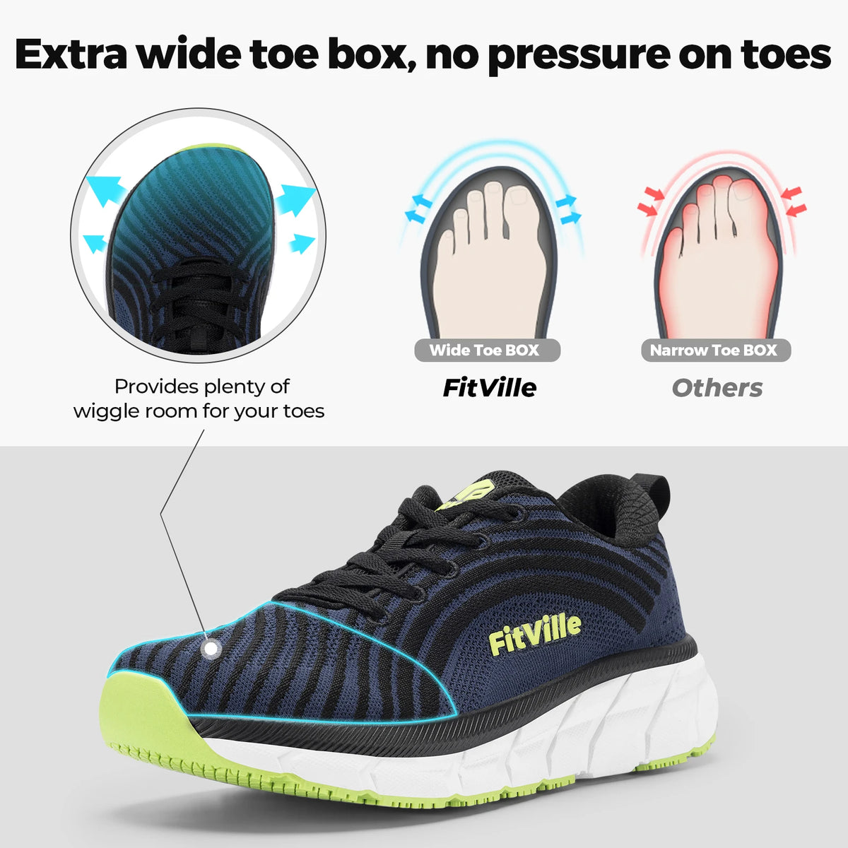 Men’s FlowCore Wide-Fit Walking Shoes | Breathable Lightweight Mesh | Daily Walks, Travel & Casual Wear
