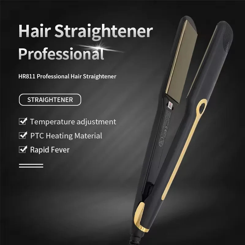 Hair Straightener Professional Ceramic Flat Iron Negative Ion Wide Plate Temperature Adjustable Straightening Iron