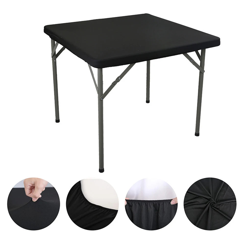 Square Fitted Table Cover Elastic Tablecloth Stretch Spandex Tables Top Cover Table Topper Cap for Dining Kitchen Home Party