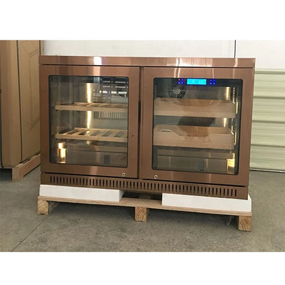 Compressor Small Side By Side Wine Cigar Cooler Refrigerator Humidor Cabinet for Home Office Bar Club Private Collection