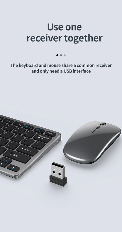 NexusClick 2.4G Wireless Keyboard Mouse Combo, Ergonomic Rechargeable Mini Multimedia Office Keyboard Set For PC Laptop Macbook