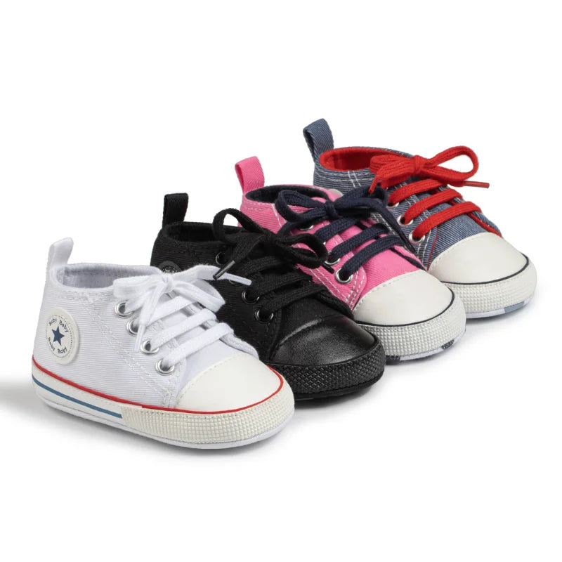 0-18M Baby Canvas Shoes Men and Women Multicolour Classic Baby Casual Shoes Anti-slip Soft Sole First Pair Toddler Infant Shoes