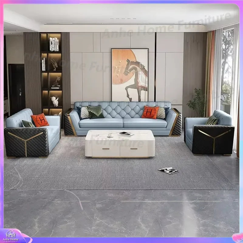Modern Luxury White Leather Chesterfield Sofa Tufted Couch Living Room Furniture 3 Seater Loveseat Hotel Villa Sponge Filled