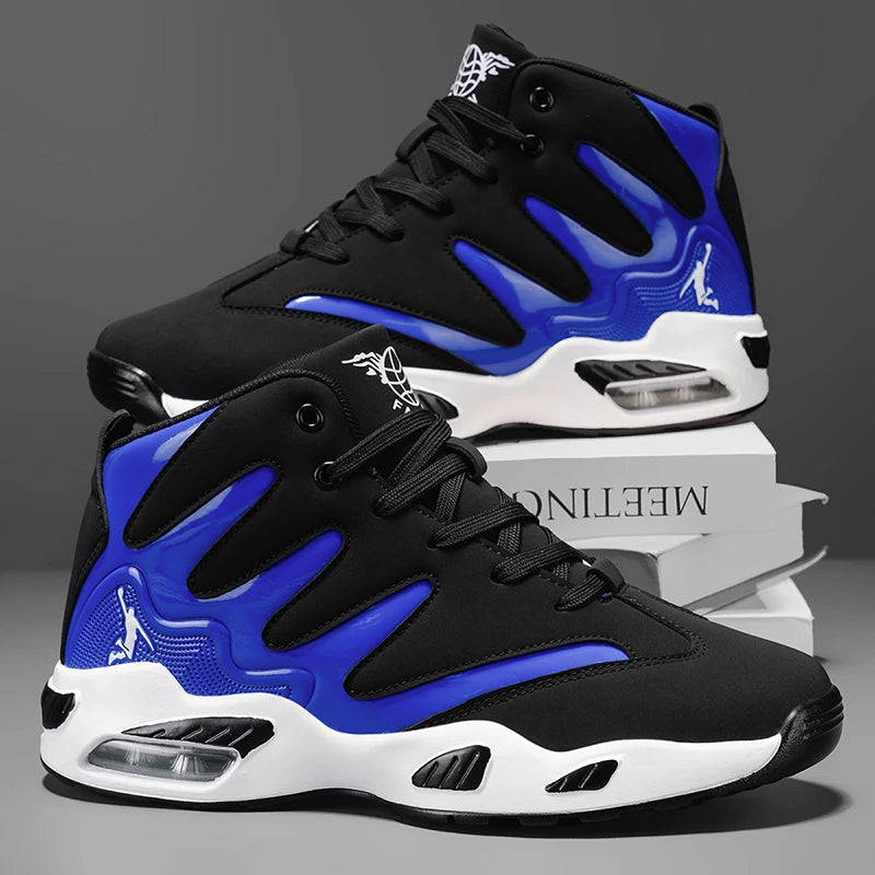 Men's High-Top Basketball Shoes, Heavy-Duty and Stable, Lace-Up Training Sneakers, Unisex, Suitable for Running, Sports, Basketball, Walking. Ideal Gift for Men, Lightweight, Comfortable, Lace-Up Closure, Men's Basketball Sho