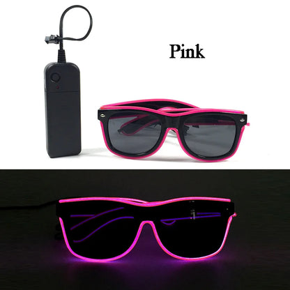 1PC Light Up LED Glasses Glow Sunglasses EL Wire Neon Glasses Glow in The Dark Party Supplies Neon Party Favors for Adults