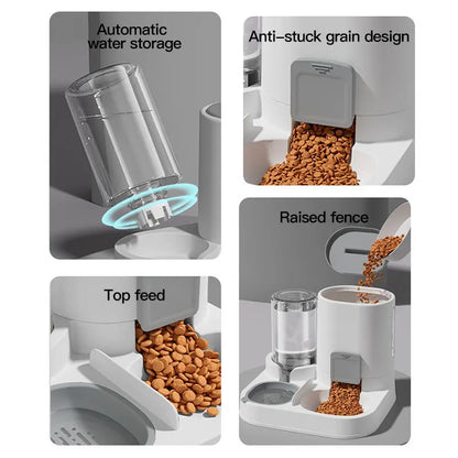 1-Pack Automatic Gravity-Fed Cat Water Dispenser & Feeder - Spill-Proof Large Capacity One-Piece Design,