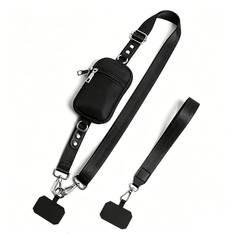 Adjustable Crossbody Phone Bag with Detachable Lanyard Multi-functional Phone Cases RFID Blocking Zipper Wallet for Cards Key ID