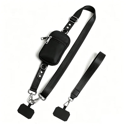 Adjustable Crossbody Phone Bag with Detachable Lanyard Multi-functional Phone Cases RFID Blocking Zipper Wallet for Cards Key ID