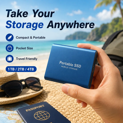 1TB 2TB Shockproof Portable External Hard Drive USB3.2 Type-C SSD Plug Play Hard Disk  For Laptop Mac